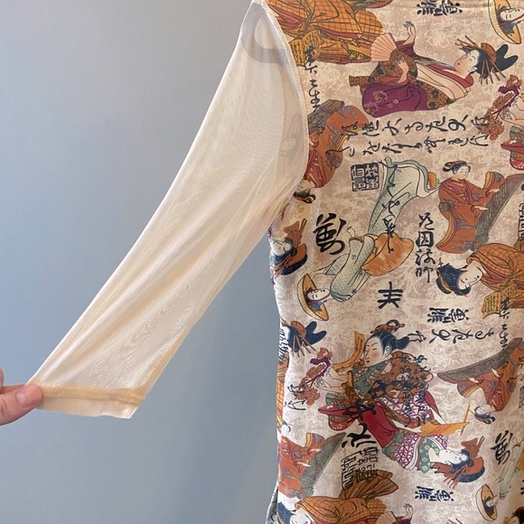 Vintage MARCO Ladies Top, Asian Japanese, Mesh Mid Sleeve, Ladies Small - Picture 8 of 10